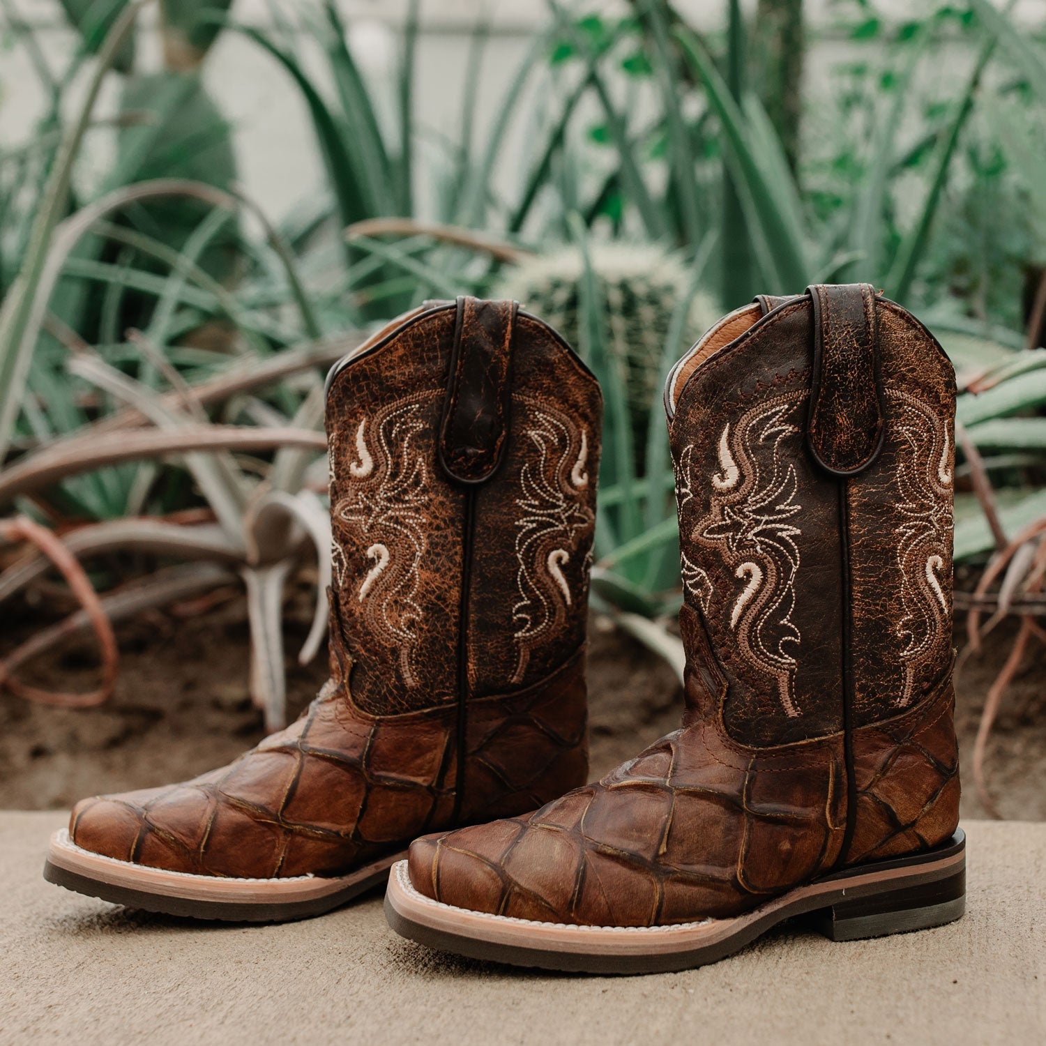 Soto Boots Kids Pirarucu Print Cowboy Boots