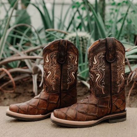 Soto Boots Kids Pirarucu Print Cowboy Boots
