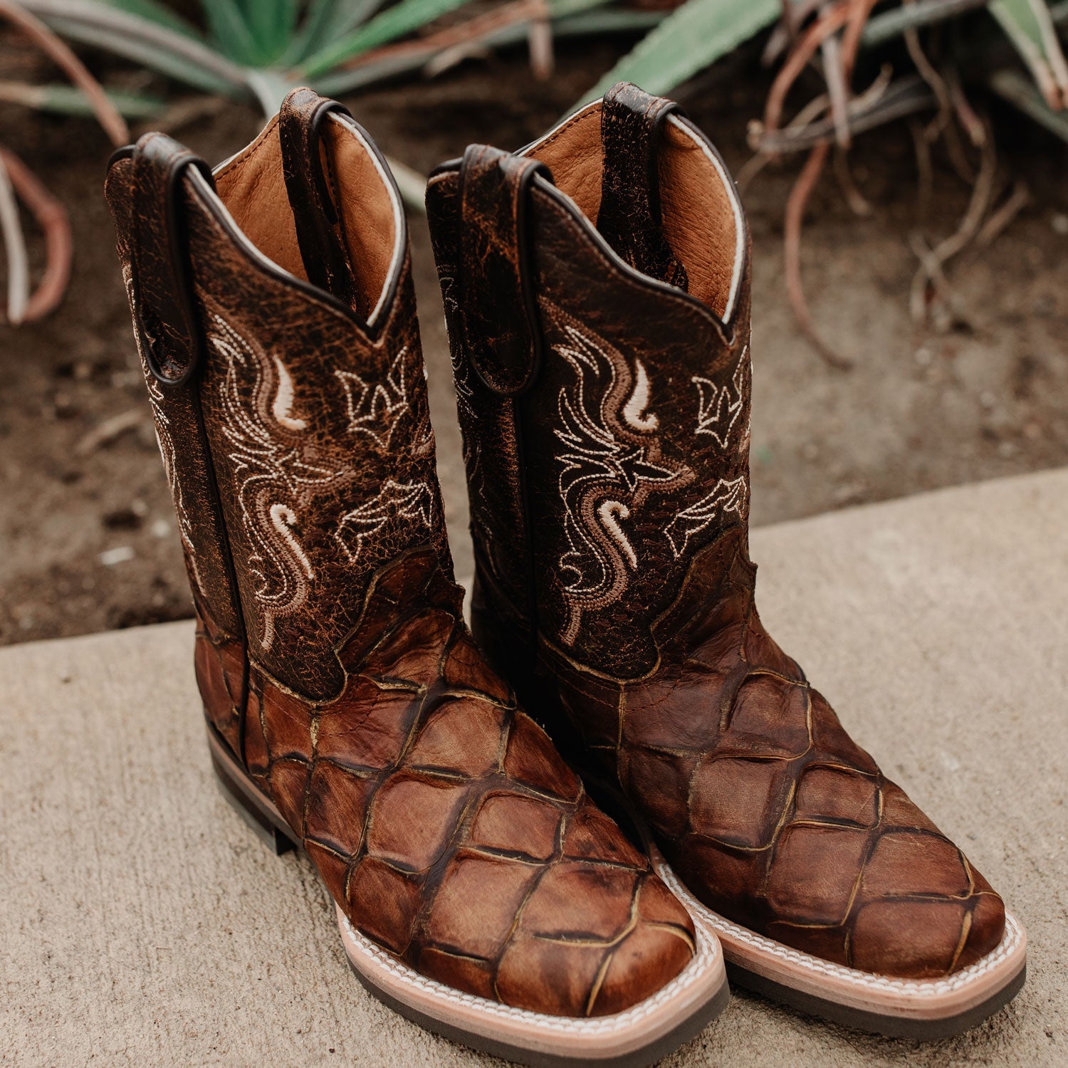 Soto Boots Kids Pirarucu Print Cowboy Boots