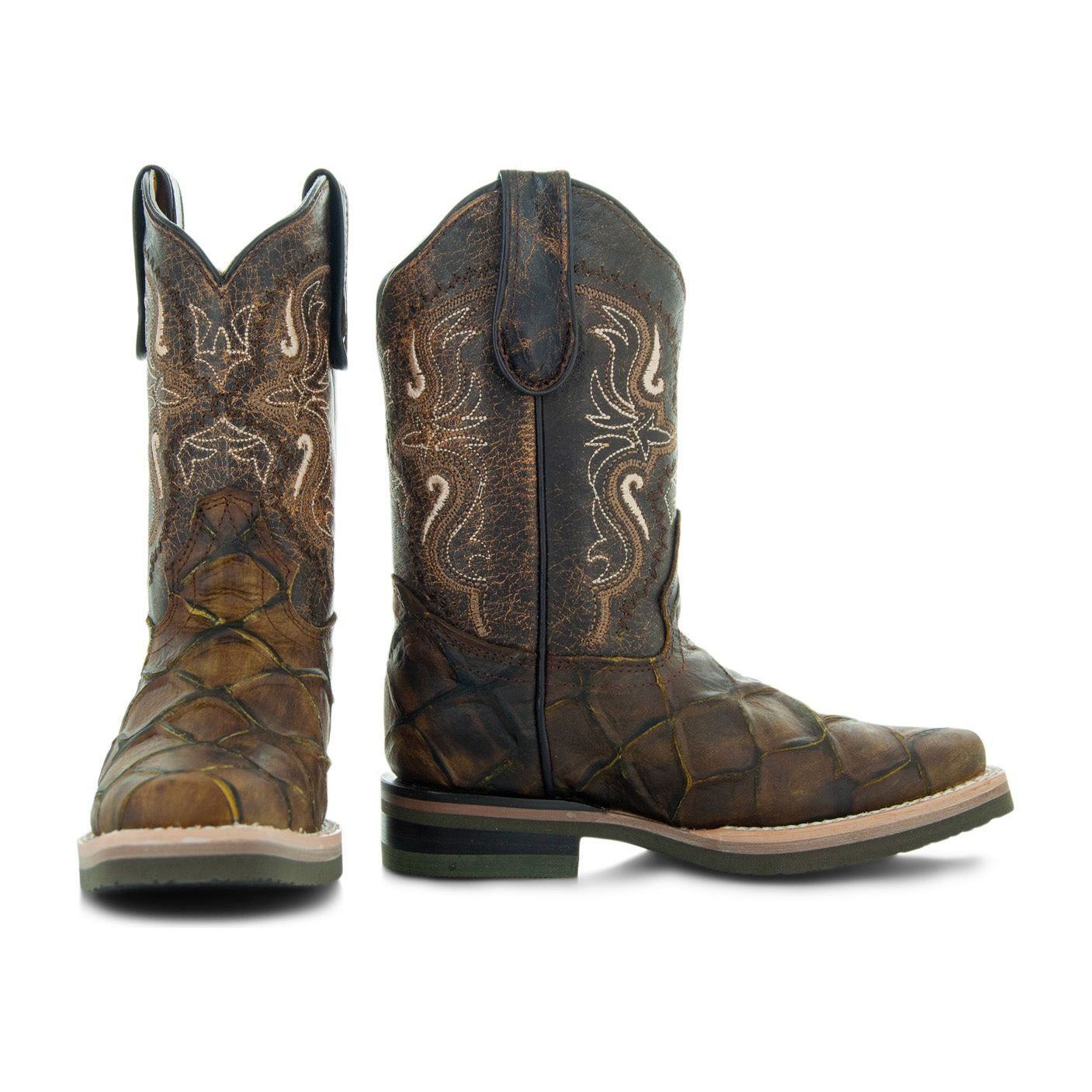 Soto Boots Kids Pirarucu Print Cowboy Boots