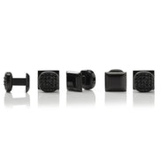 Black Stainless Steel Black Crystal Cufflink and 5-Stud Set