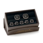 Stainless Steel Black Pave Crystal 5-Stud Set
