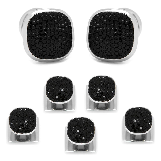 Stainless Steel Black Pave Crystal 5-Stud Set