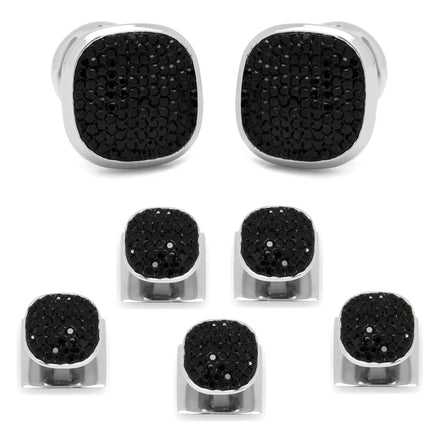 Stainless Steel Black Pave Crystal 5-Stud Set