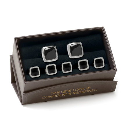 Onyx Cushion Stainless Steel 5-Stud Set