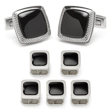 Onyx Cushion Stainless Steel 5-Stud Set