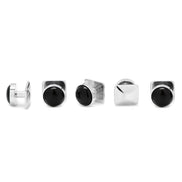 Mixed Pave Crystal and Onyx 5-Stud Set