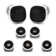 Mixed Pave Crystal and Onyx 5-Stud Set