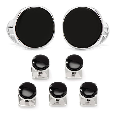 Sterling Silver Classic Formal Onyx 5-Stud Set
