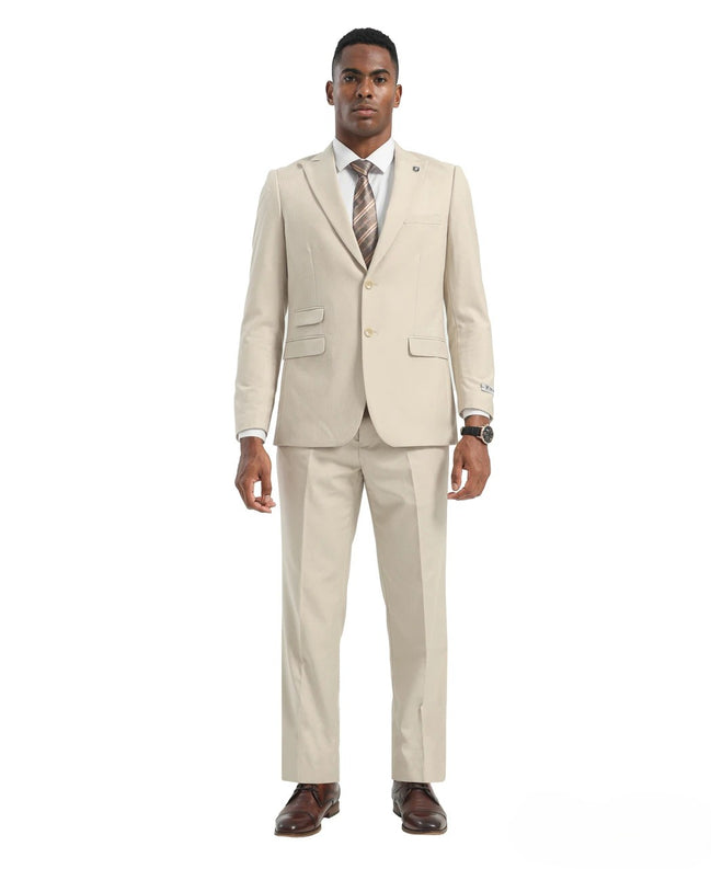 Stacy Adams 2-Piece Solid Suit – Modern Fit with Peak Lapel