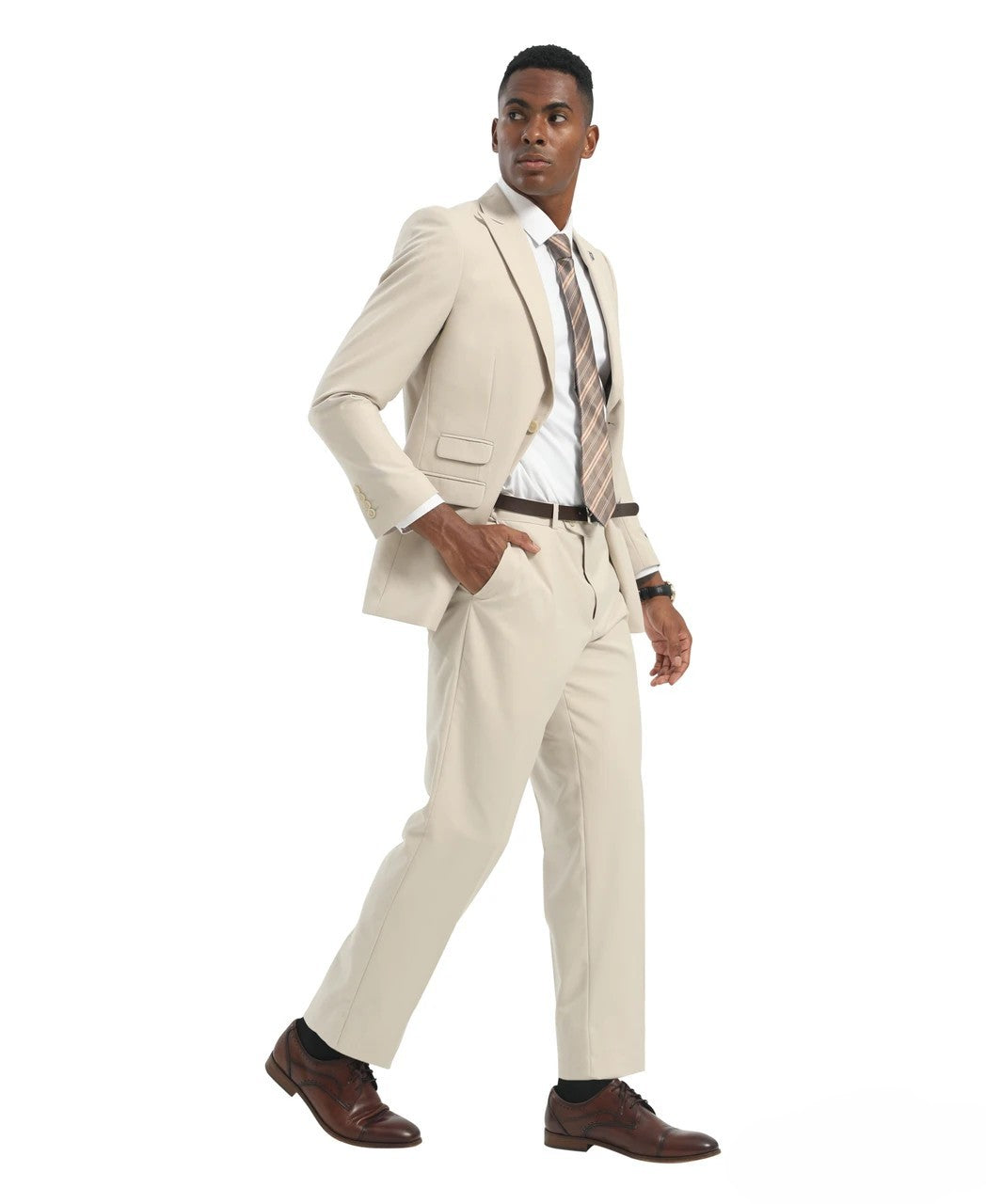 Stacy Adams 2-Piece Solid Suit – Modern Fit with Peak Lapel