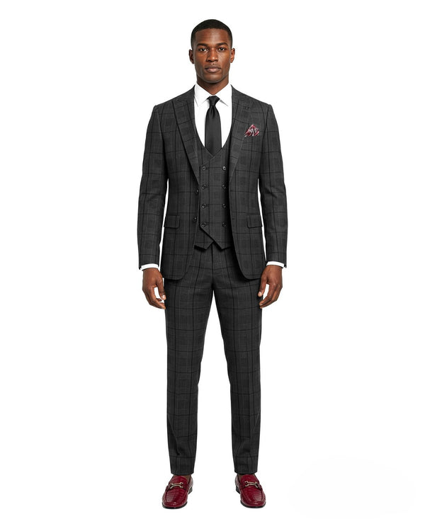 Stacy Adams 3-Piece Windowpane Suit