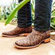 Soto Boots Mens Out of the Wild Brown Ostrich Print Boots