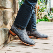 Soto Boots Mens Out of the Wild Black Ostrich Print Boots