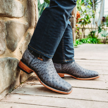 Soto Boots Mens Out of the Wild Black Ostrich Print Boots