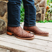 Soto Boots Mens Out of the Wild Cognac Ostrich Print Boots