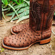 Soto Boots Mens Out of the Wild Cognac Ostrich Print Boots