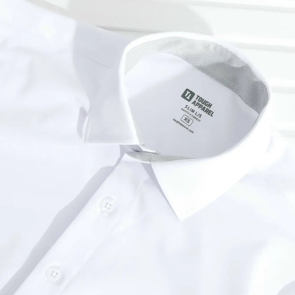 White cap with 'Tough Apparel' logo on a white shirt background