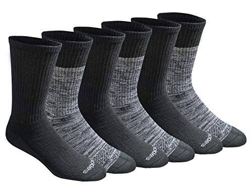 Dickies Men's Dry-tech Moisture Control Crew Socks Multipack, Black (6 Pairs)