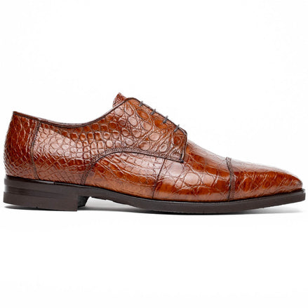 Andrea Crocodile Lace Up, Cognac