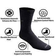 Dickies Men's Dry-tech Moisture Control Crew Socks Multipack, Black (6 Pairs)
