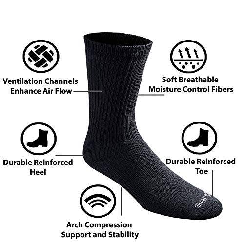 Dickies Men's Dry-tech Moisture Control Crew Socks Multipack, Black (6 Pairs)