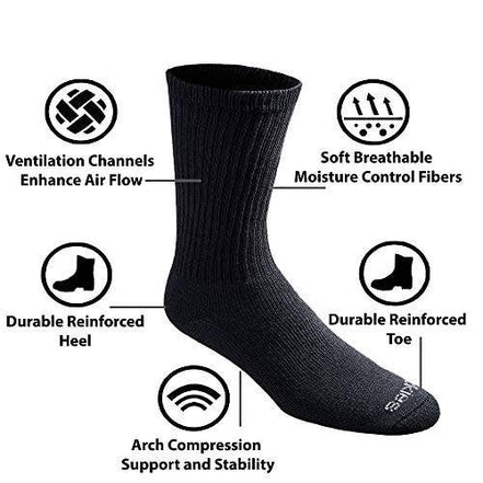 Dickies Men's Dry-tech Moisture Control Crew Socks Multipack, Black (6 Pairs)