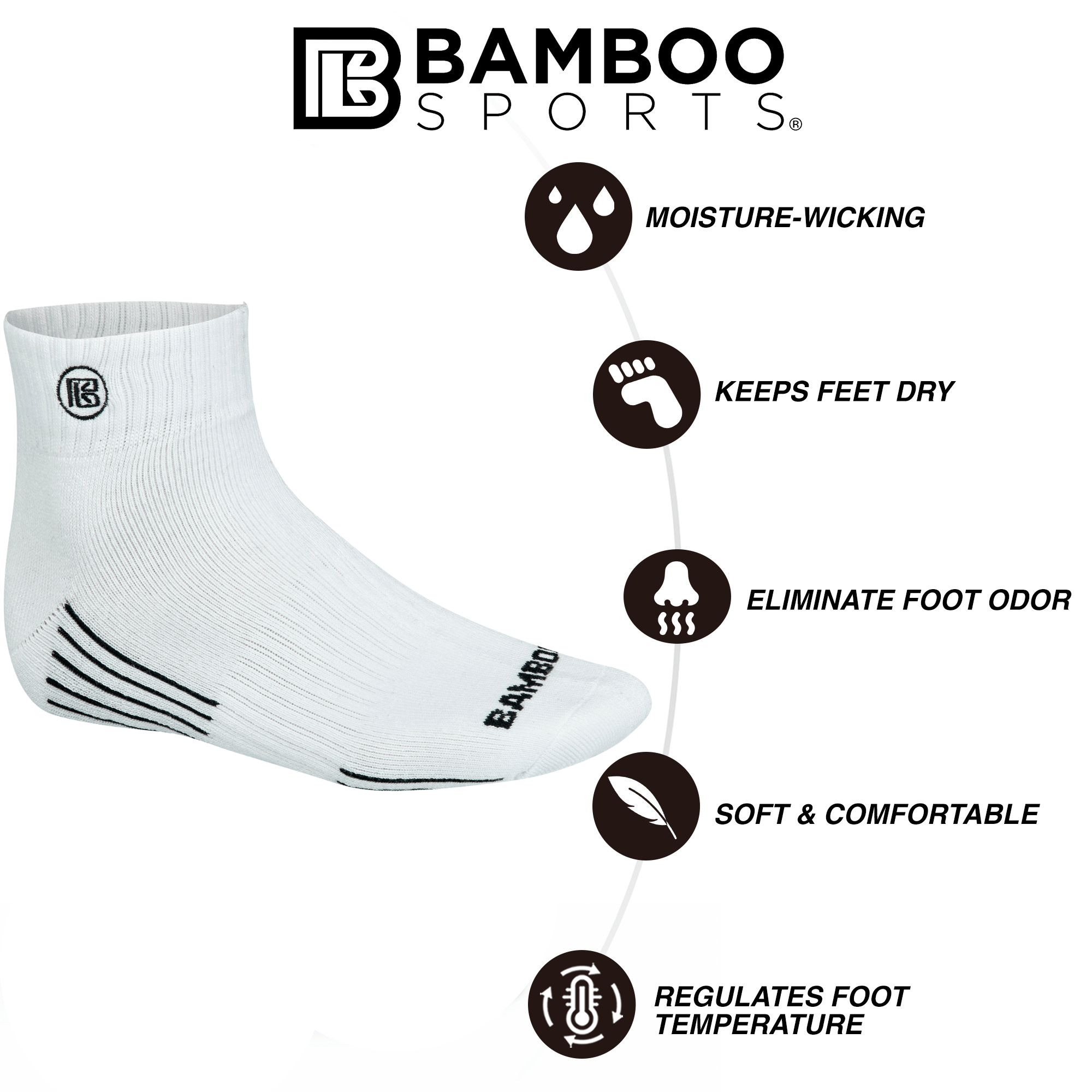 Premium Bamboo Rayon Quarter High Crew Socks