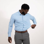 Hustle Sport Shirt - Long Sleeve - Light Blue Banker Stripe