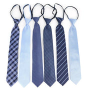 Microfiber Classic Blue Zipper Pre-Tied Neckties