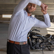 Hustle Sport Shirt - Long Sleeve - White Cobalt Diamond