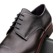 Enzo Italian Calfskin Cap Toe Burnished Black
