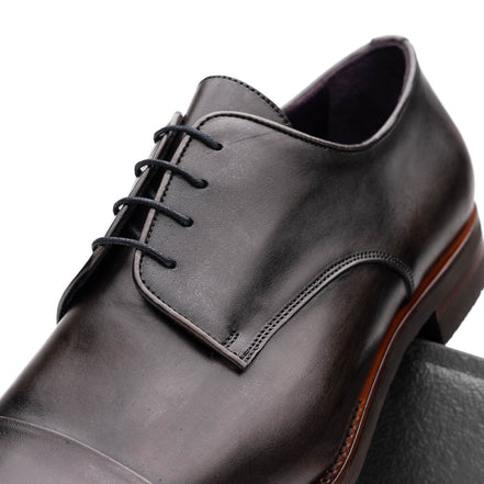 Enzo Italian Calfskin Cap Toe Burnished Black