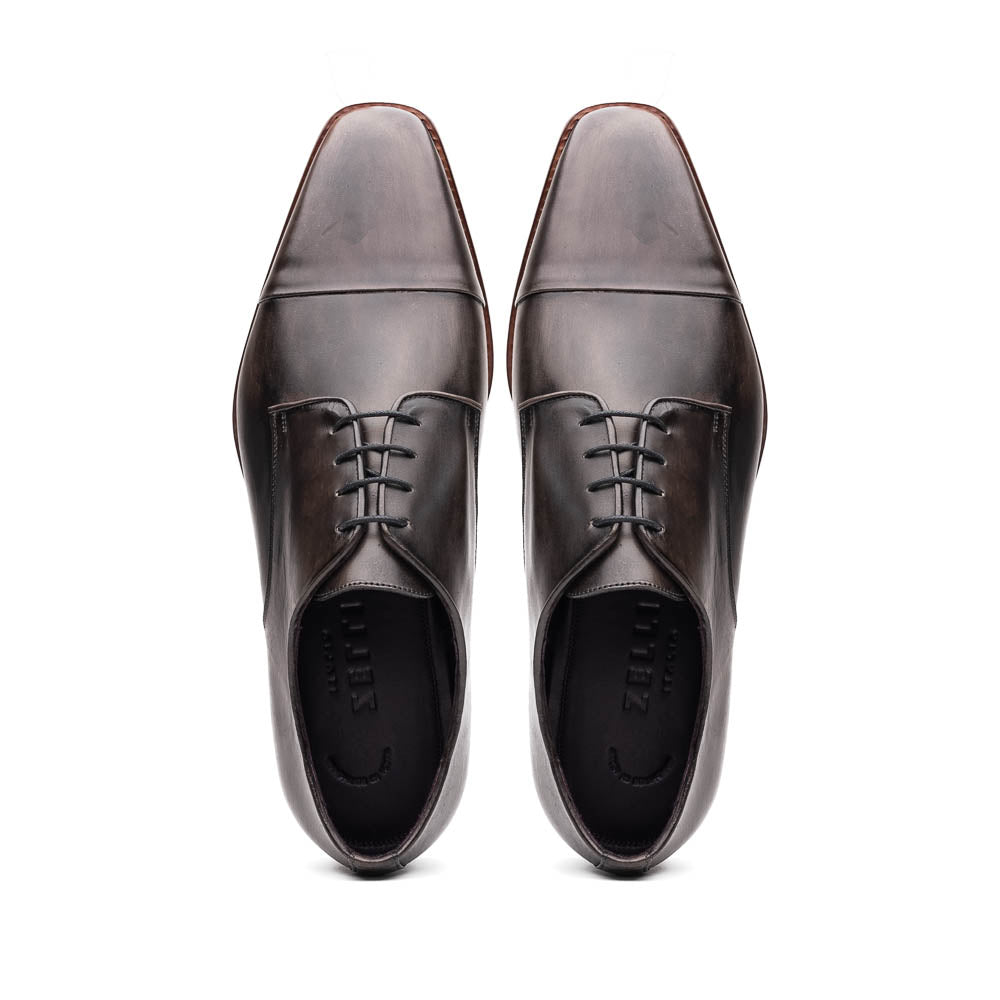 Enzo Italian Calfskin Cap Toe Burnished Black