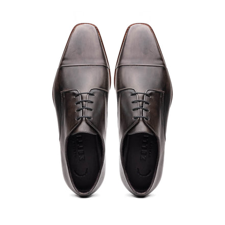 Enzo Italian Calfskin Cap Toe Burnished Black