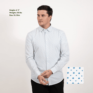 Hustle Sport Shirt - Long Sleeve - White Cobalt Diamond