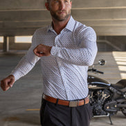 Hustle Sport Shirt - Long Sleeve - White Cobalt Diamond