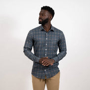Hustle Sport Shirt - Long Sleeve - Navy Grey Flannel