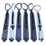 Microfiber Classic Blue Zipper Pre-Tied Neckties