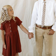 Fawn Gingham Boys Tie