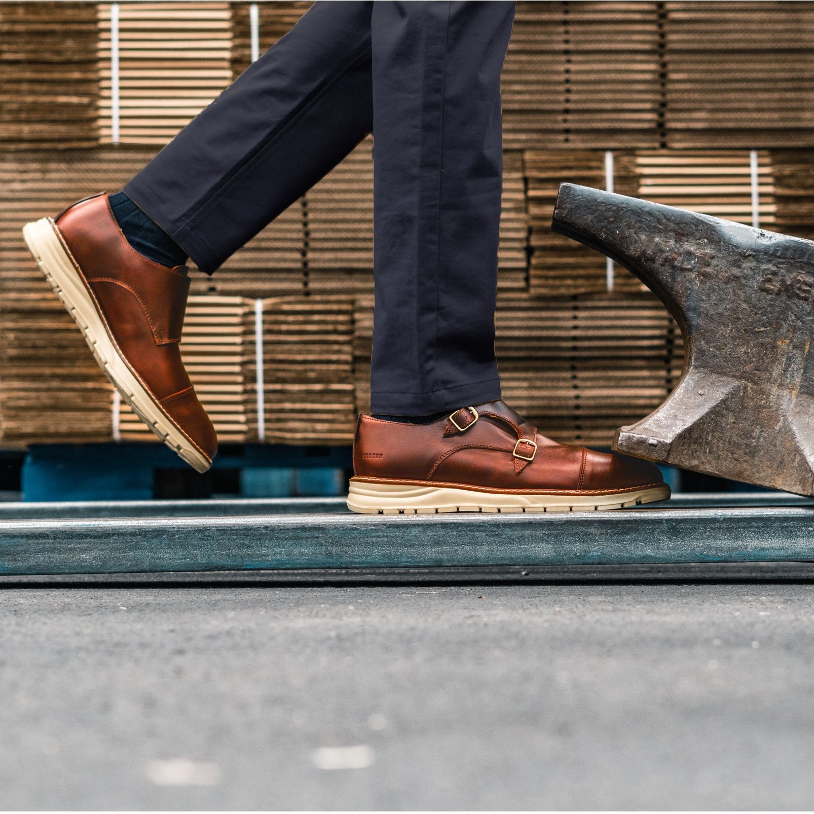 STEEL TOE MONK STRAP SHOE GRAND AMBER