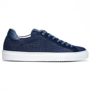 Kobe Crocodile Embossed Italian Sueded Goatskin Sneakers Navy
