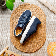 Kobe Crocodile Embossed Italian Sueded Goatskin Sneakers Navy