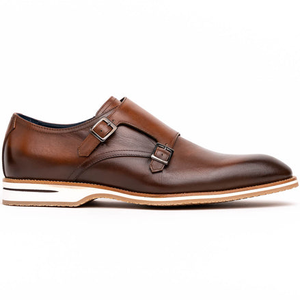 Legerra Hand Burnished Italian Calfskin Monkstrap, Brown