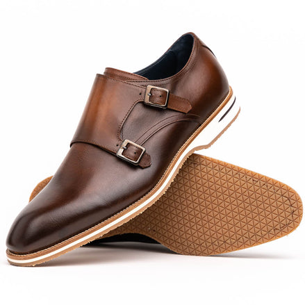 Legerra Hand Burnished Italian Calfskin Monkstrap, Brown