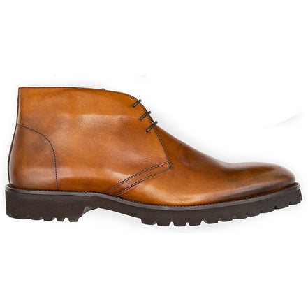 Marco Burnished Baby Calfskin Chukka Boot, Scotch