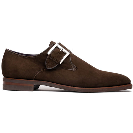 Hebilla Monk Strap Italian Suede Calfskin Dark Brown