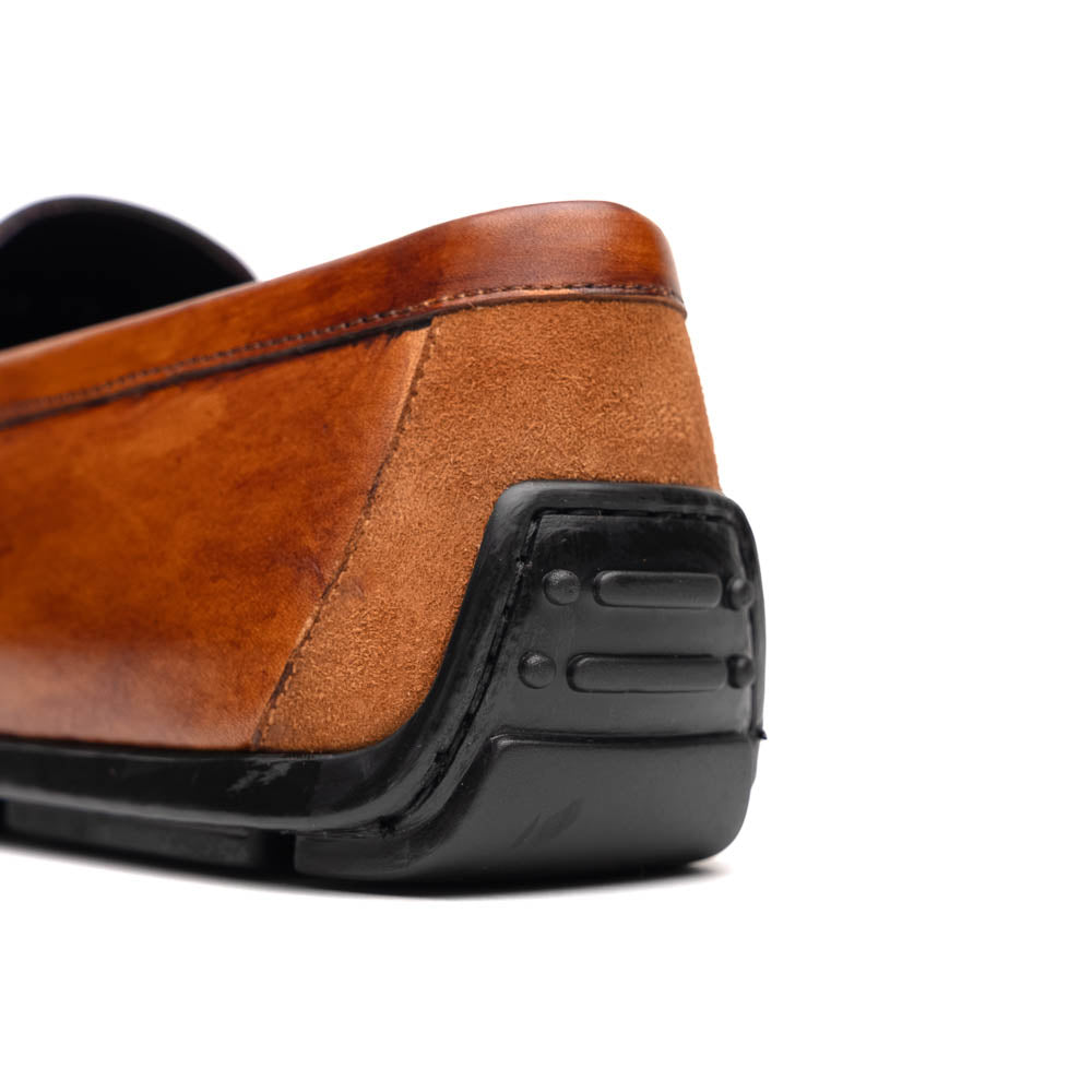 Monza Hand Burnished Italian Calfskin Driving Loafers Cognac
