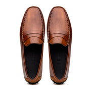 Monza Hand Burnished Italian Calfskin Driving Loafers Cognac