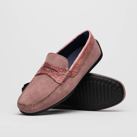 Monza Sueded Calfskin with Crocodile Driver Candy